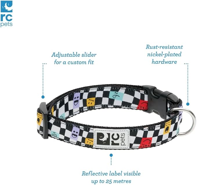 RC Pets 1 Inch Adjustable Dog Clip Collar, Large, Tan Tartan