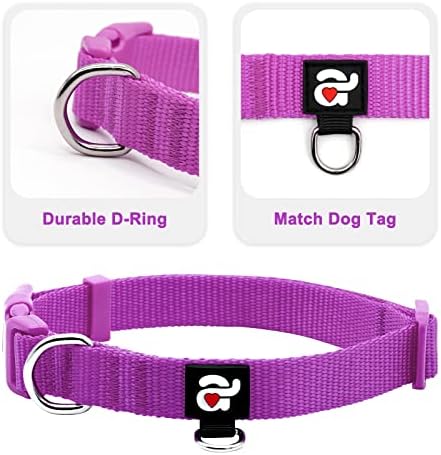 azuza 3 Pack Dog Collars, Soft Nylon Dog Collars for Large Dogs, Pink, L
