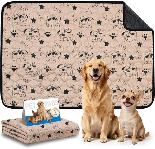 Washable Pee Pads for Dogs, Absorbent Reusable Puppy Training Pads, Leakproof, Non-Slip, Waterproof Cat Doggie Pad Pet Potty Mat for Indoor&Outdoor, Whelping, Playpen, Crate, Coffee 20"x28"