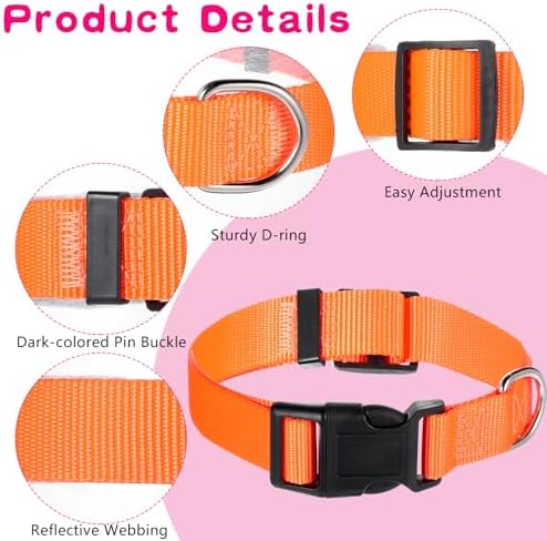 20 Pcs Adjustable Dog Collar 10 Colors Nylon Pet Collar Soft Neoprene Padded Collar with Buckle Heavy Duty Medium Dog Collars for Medium Dogs(Dark Color, Large)