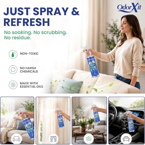OdorXit Magic Air Odor Neutralizer Spray, Powerful Dog & Cat Urine Odor Neutralizer, Safe Air Refresher for Home, Safe Odor Absorber for Pet, Closet & Any Strong Odor Remover, 8oz