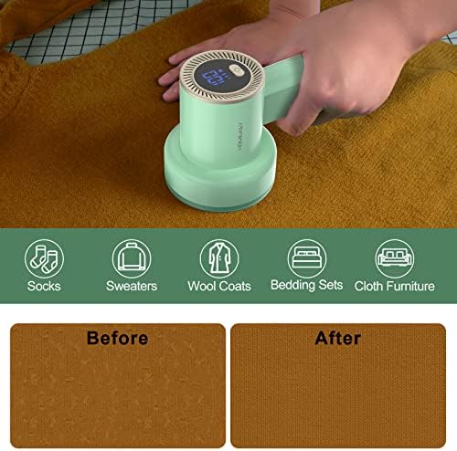 HOMEASY Fabric Shaver, Rechargeable Lint Remover for Clothes Green