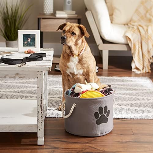Bone Dry Pet Storage Collection Collapsible Bin, Small Round, Gray