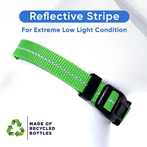 Pawtitas Recycled Dog Collar with Reflective Stitched Puppy Collar Made from Plastic Bottles Collected from Oceans Extra Small Earth Green