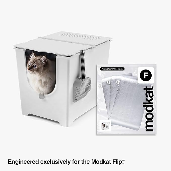 Modkat Cat Litter Box Liners (3-Pack) - Liner Type F -Durable, Tear & Leak Resistant, Secure Fit, Easy to Clean, Unscented