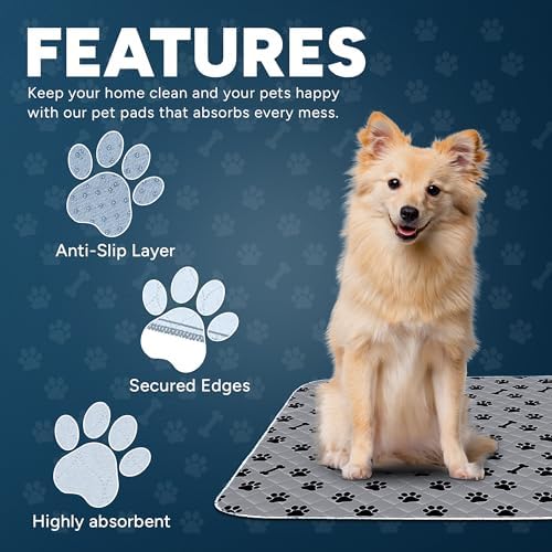Washable Pee Pads for Dogs, 2 Pack Large 36"x41" Super Absorbent Dog Training Pads,100% Waterproof Non-Slip Dog Pads for Whelping, Reusable Puppy Pads to Protect Your Floor