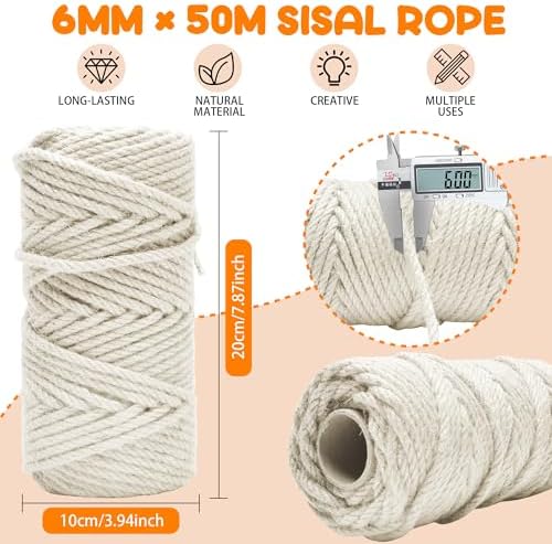 164FT 1/4 Inch Cat Scratching Sisal Rope for Cat Trees & Posts
