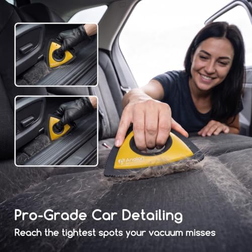 Analan Mini Pet Hair Remover for Car Detailing Dog Hair Tool Brush (Yellow)