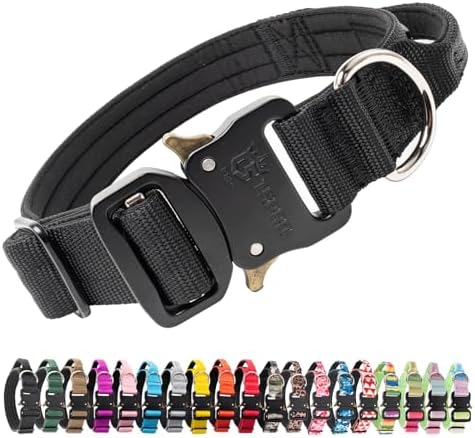 TSPRO Tactical Dog Collar, Heavy Duty Quick Release Metal Buckle and Handle