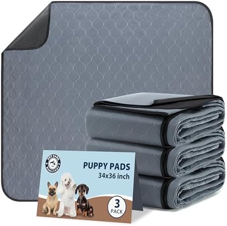 Bunlitent Washable Pee Pads for Dogs 34 x 36, 3 Pack, Reusable Puppy Pads