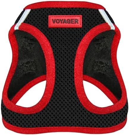 Voyager Step-in Air Dog Vest Harness - Black/Red Trim, X-Small