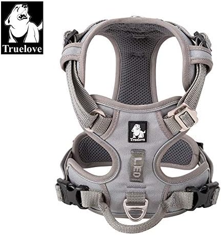 TRUE LOVE Dog Harness No Pull Nylon Reflective Pet Harness Adjustable Comfortable Control Step-in Brilliant Colors Truelove TLH56512 XS Gray | Side Release Neck Buckle, Adjustable, Easy to Wear, 2 Leash Rings, Outdoor Walking, For Small Medium Large Do...