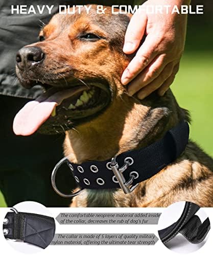 Large Dog Collar Heavy Duty - 2 inch Wide with Handle for Extra Large Breed Dogs, 1/3" Thick Nylon Chew Proof Tactical Collar, Good Choice for German Shepherd,Pitbull,Rottweiler,Black,22-27 in