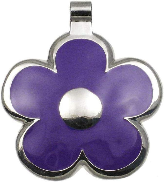 LuckyPet Flower Jewelry Pet ID Tag for Dogs and Cats, Easy to Read Personalized Engraving on Back Side, Small, Purple