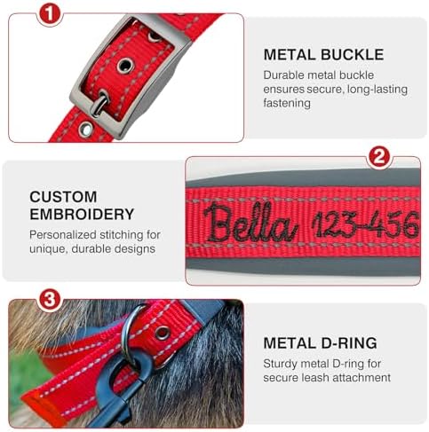 Personalized Nylon Dog Collar with Embroidered Name & Number