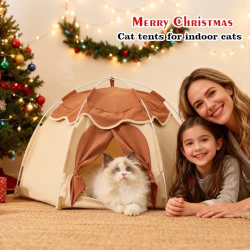 Gigreinc Cat Tent for Indoor, Indoor Dog House,Kitten Tent Suitable for Samll Dogs,Pet Cute Cave Nest Dog Houses(Beige, Medium)