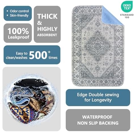 Qeils Washable Pee Pads, Super Absorbent Puppy Pads, 2 Pack 18"x30"