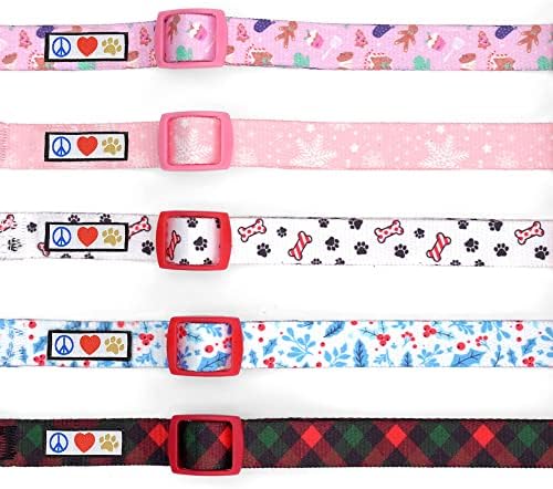 Pawtitas Soft Adjustable Puppy Collar Leash Harness Sold Separately Personalized Customizable Dog Collar Embroidered Customize Pet Name Phone Number Christmas Dog Collar Small Dog Christmas