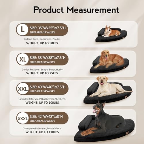 MEKIY Orthopedic Waterproof Dog Bed with Sides for Extra Large Sizes Dogs