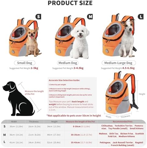PETCUTE Pet Carrier Backpack,Breathable Dog Backpack Carrier with Adjustable Straps,Side Storage Pockets,Dog Head-Out Backpacks with Safety Belt,Puppy Front and Back Carriers for Small Dogs Cats