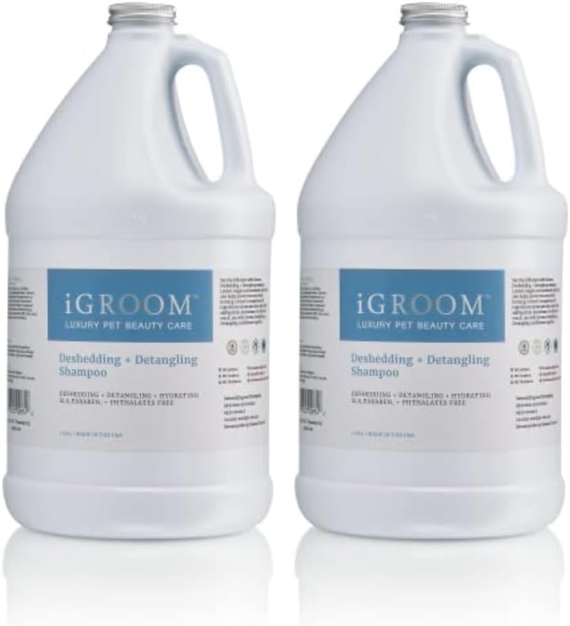 iGroom Deshedding & Detangling Dog Shampoo, Luxury Pet Beauty Care, Loosen Tangles + Unwanted Undercoat, Adds Shine + Volume, Made in USA (1 GAL) (Pack of 2)