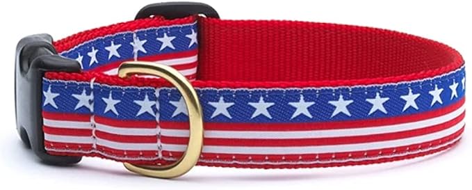 Up Country Stars and Stripes Dog Collar, Small (9 to 15 inches) 5/8 inch Narrow Width
