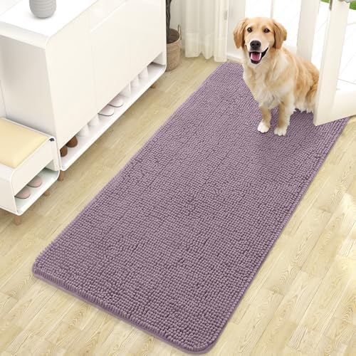 OLANLY Dog Door Mat for Muddy Paws 47x24, Super Absorbent Chenille Mud Mat