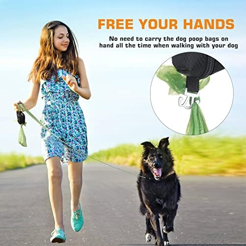 MalsiPree Dog Poop Bag Dispenser with Used Waste Bag Holder Carrier - Improved Elastic Strap & Metal Buckle Greatly fits Any Dog Leash | Bags Not Included