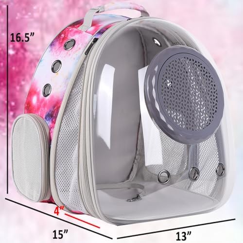 Cat Carrier Backpack Galaxy Front Expandable Large Cat Backpack Bubble - Pet Carrier Backpack for Small Dogs Fit up to 20 lbs Travel Hiking Camping Carrying Bag (Front Expandable-Galaxy Pink)