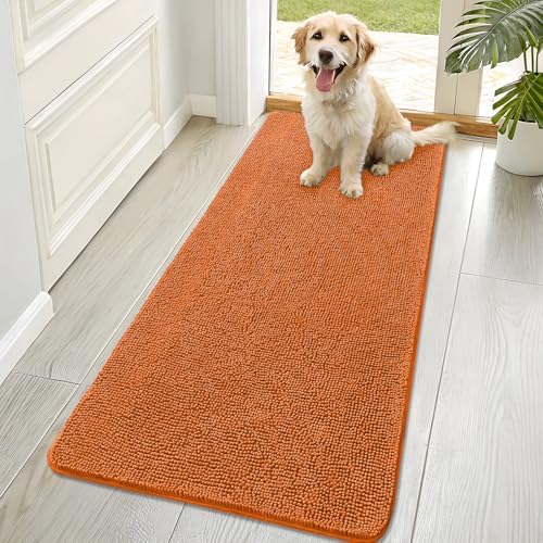 OLANLY Dog Door Mat for Muddy Paws 70x32, Super Absorbent Chenille Mud Mat