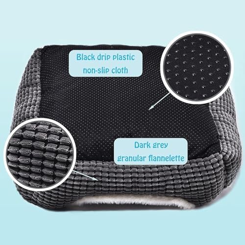 Luxury Square Grey Animal Bed - Super Soft, Washable, Anti-Slip & Water-Resistant, Suitable for Medium Size Dogs & Indoor Cats