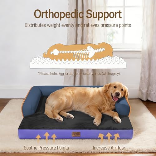 Comfort Expression Washable Dog Bed with Bolster for Medium to Large Dogs