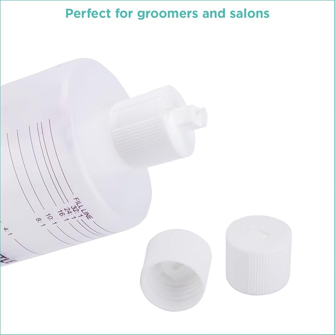 Groomer ESSENTALS 32oz Dilution Bottles - Set of 4 - Professional Dog Grooming Mixing Bottles for Shampoo, Conditioner, and Solutions