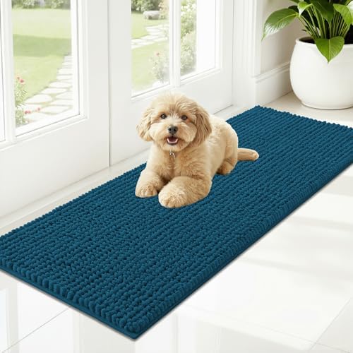 OLANLY Dog Door Mat for Muddy Paws 47x17, Extra Absorbent Chenille Mud Mat