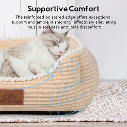 Zerbuger 20in Coffee Rectangle Cat Dog Bed Machine Washable Sleeping Sofa