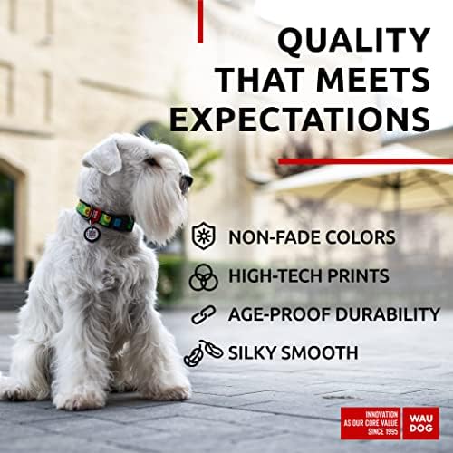 WAUDOG Adjustable Nylon Dog Collar for Large Small Medium Set with QR Tag