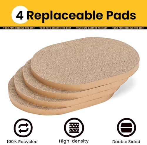 Conlun Oval Cat Scratcher Box with 4 Scratching Pads | Medium