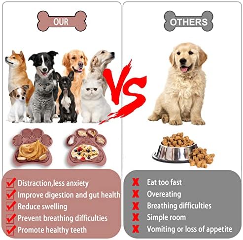 Lick Mat for Dogs and Cats, Premium Lick Pad with Suction Cups,Dog Slow Feeder Dowl Mat for Bathing Grooming Nailing Trimming, Food-Grade, Non-Toxic (Pink)