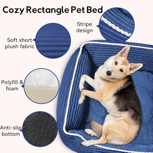 Zerbuger 25in Blue Rectangle Cat Dog Bed Machine Washable Sleeping Sofa