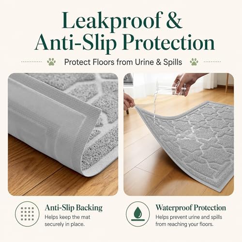 Yimobra Cat Litter Mat, Waterproof Litter Trapping Mat, 47x36, Grey