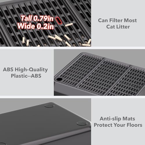 Large Litter Box Step, Litter Box Ramp 16"x11" Litter Catcher Mat, Double Layer Anti-Tracking & Easy Clean, Ideal for Kitten & Elderly Cats Ramp
