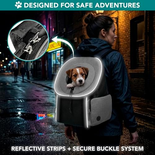 PetAmi Dog Carrier Backpack, Hands Free Front Pet Carrier, 10 lbs, Gray