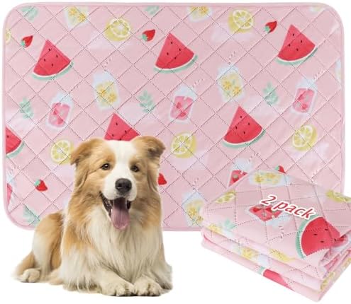 BVAGSS Washable Pee Pads for Dogs, 2 Pack Reusable Leakproof Puppy Wee Wee Pad, Non-Slip Waterproof Pet Training Pads, Super Absorbent Whelping Pads XH081 (Watermelon, 36X41 Inch (Pack of 2))