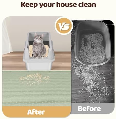 Silicone Cat Litter Mat for Litter Box 70”x45” Large Cat Mat, Green