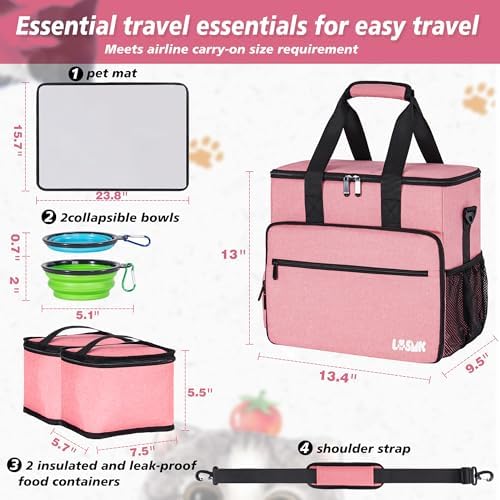 Dog Travel Bag, Large Pet Travel Set with Multi-Function Pockets