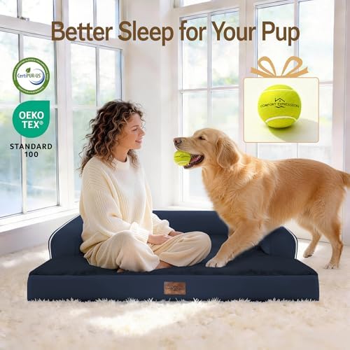Comfort Expression Waterproof XXL Dog Bed with Bolster for Extra Large Dogs