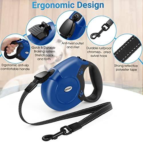 360°No Tangle 26 Ft Retractable Dog Leash for Dogs up to 99lbs