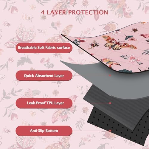IEUUMLER Washable Pee Pads for Dogs, 2 Pack Insect Pattern Reusable Waterproof Puppy Potty Pads, Non-Slip Absorbent Pet Training Pads for Playpen Crate Bed EU014