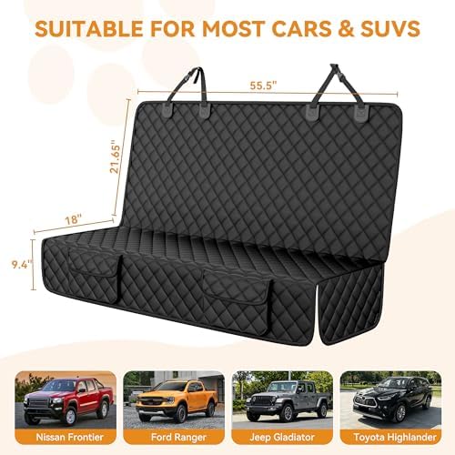 PETICON Dog Car Seat Cover for Back Seat, Rear Bench Seat Cover for SUVs