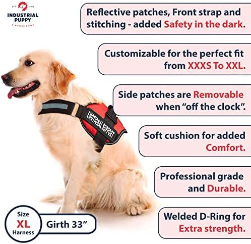 Industrial Puppy Emotional Support Vest Harness, Large 27-33 in, Pink